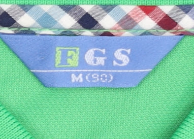 FGS Men's Green Polo Shirt, Size M, Cotton Blend