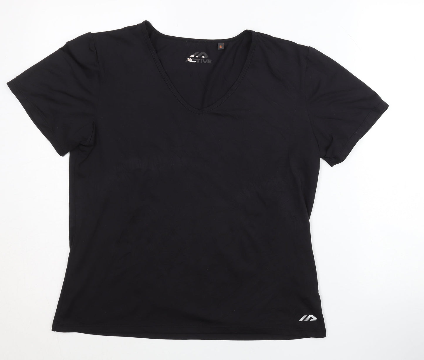 Active Women's Black V-Neck T-Shirt Size 16