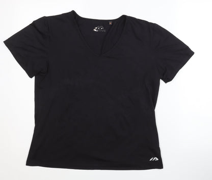 Active Women's Black V-Neck T-Shirt Size 16