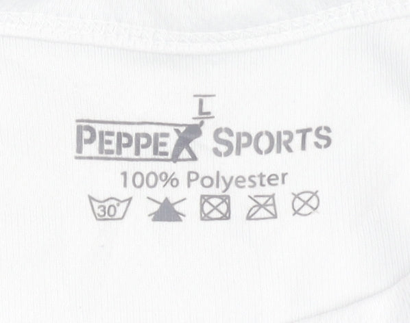 Peppex Sports Unisex White Activewear T-Shirt L