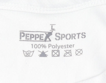 Peppex Sports Unisex White Activewear T-Shirt L