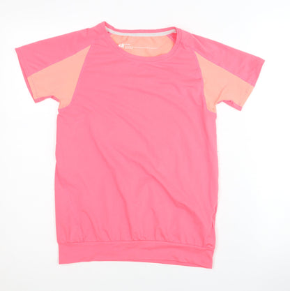 H&M Girls Pink Activewear T-Shirt, Size 13-14 Years