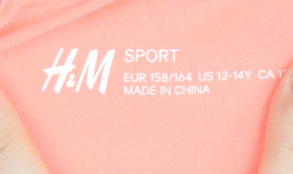 H&M Girls Pink Activewear T-Shirt, Size 13-14 Years