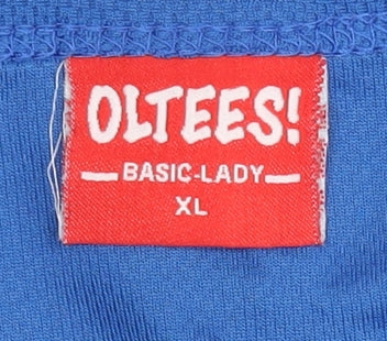 OLTEES Women's Blue V-Neck T-Shirt XL