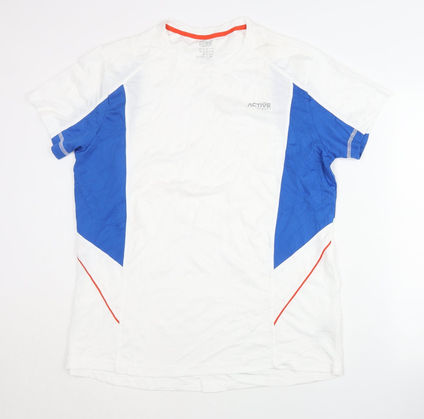 Crivit Men's XL White Blue Colourblock T-Shirt