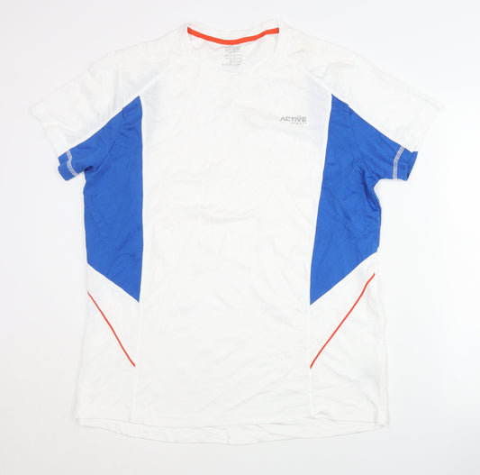 Crivit Men's XL White Blue Colourblock T-Shirt