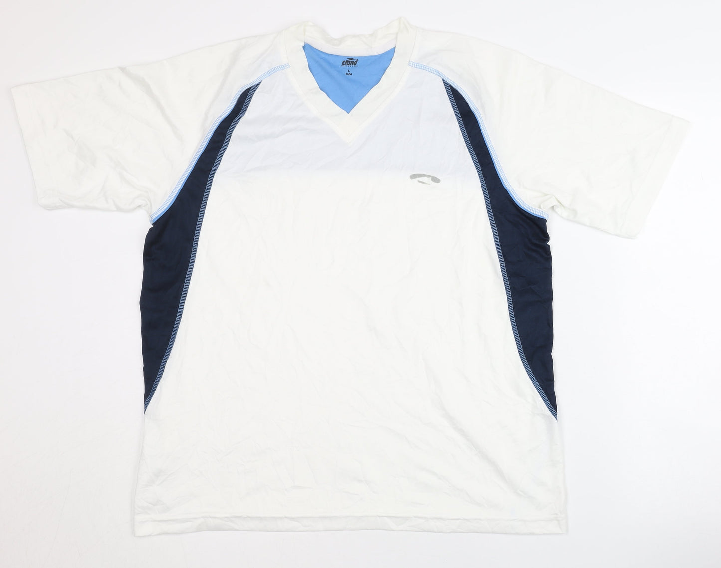 Crane Men's White V-Neck Activewear Top L