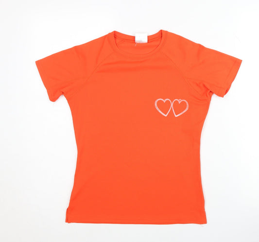 US Basic Women's Orange T-Shirt, Size S, Crew Neck