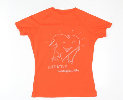 US Basic Women's Orange T-Shirt, Size S, Crew Neck