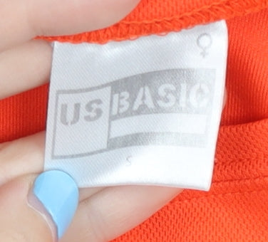 US Basic Women's Orange T-Shirt, Size S, Crew Neck