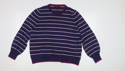 Next Men's Multicoloured Striped Pullover Jumper L