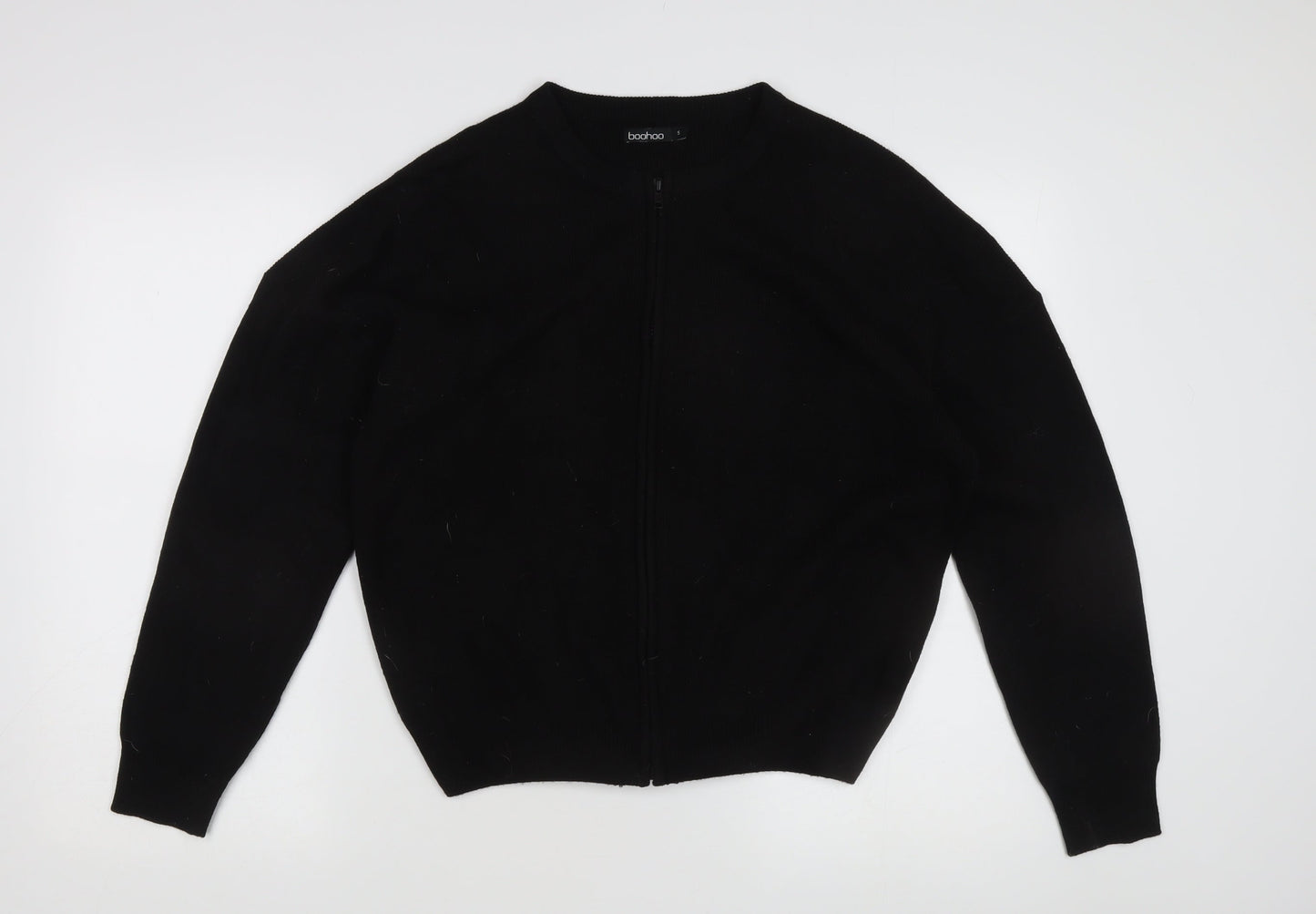 Boohoo Women's Black Full Zip Jumper, Size S