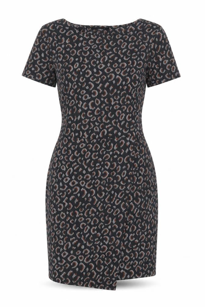 Front view of Next Women's Grey Animal Print Pencil Dress, size 10