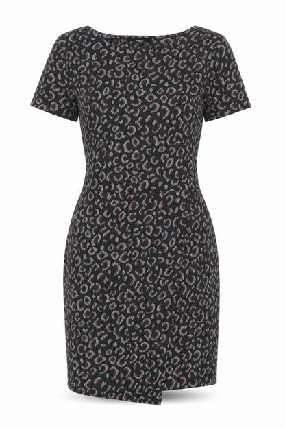 Front view of Next Women's Grey Animal Print Pencil Dress, size 10