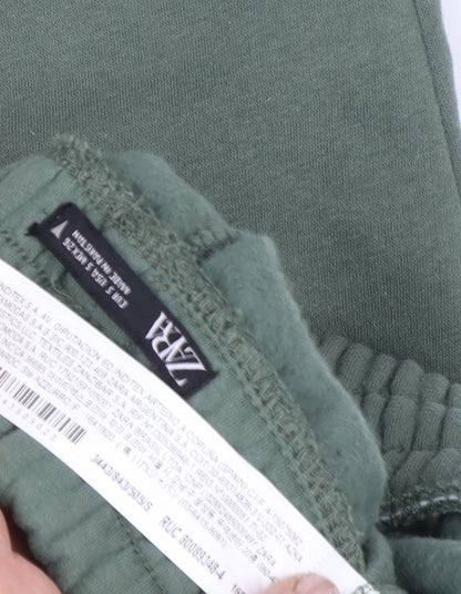 Womens UK Size S Zara Regular Fit Cargo Green Trousers