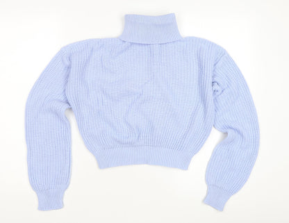 Boohoo Women's Blue Roll Neck Chunky Knit Jumper S