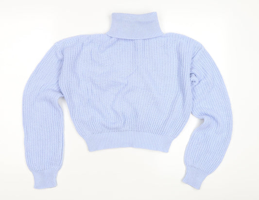 Boohoo Women's Blue Roll Neck Chunky Knit Jumper S