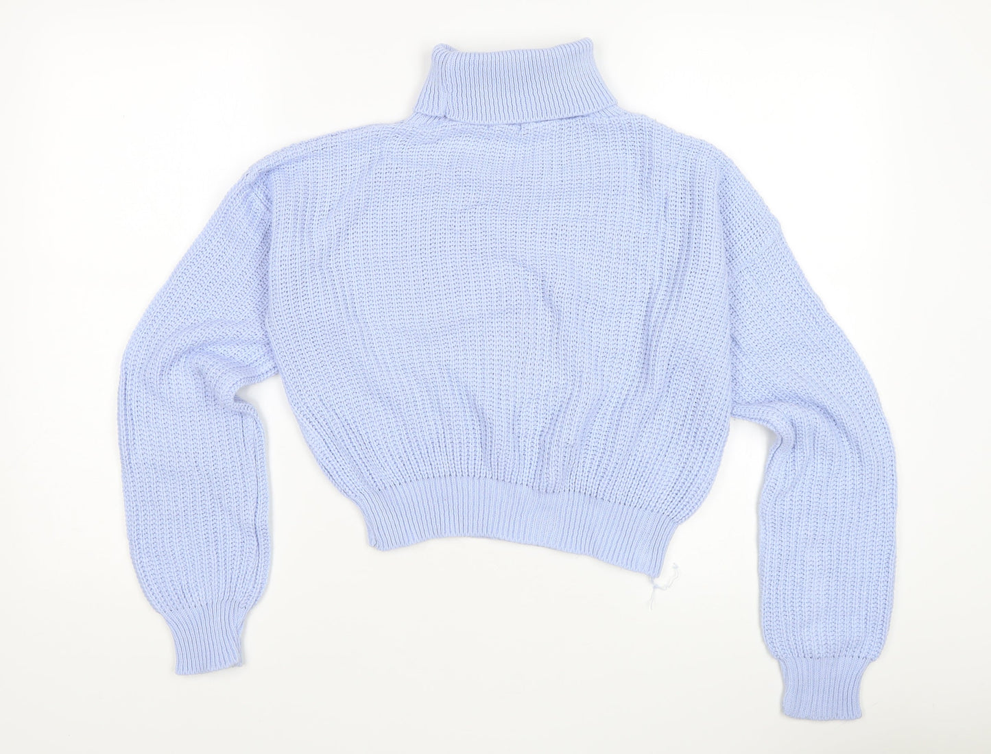 Boohoo Women's Blue Roll Neck Chunky Knit Jumper S