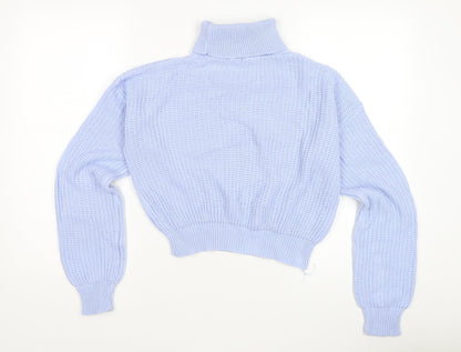 Boohoo Women's Blue Roll Neck Chunky Knit Jumper S