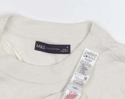 Womens UK Size M Marks and Spencer White Pullover Jumper