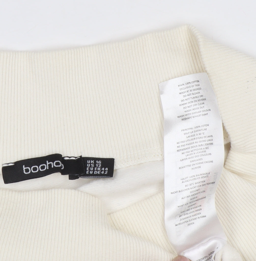 Boohoo Women's Ivory Pullover Sweatshirt Size 16
