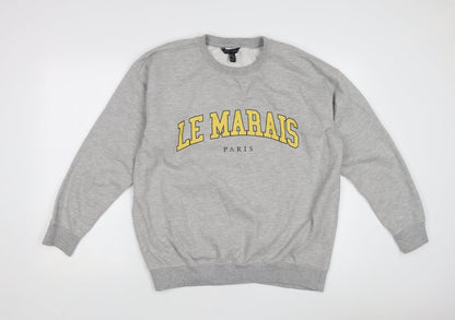 New Look Women's Grey Pullover Sweatshirt M