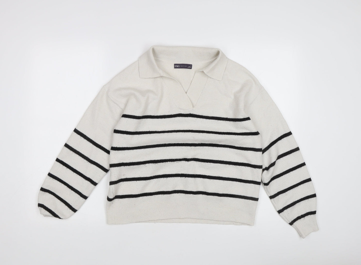 Womens UK Size S Marks and Spencer White Pullover Jumper