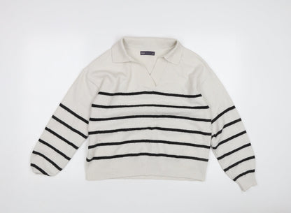 Womens UK Size S Marks and Spencer White Pullover Jumper