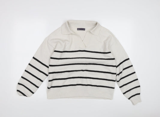 Womens UK Size S Marks and Spencer White Pullover Jumper