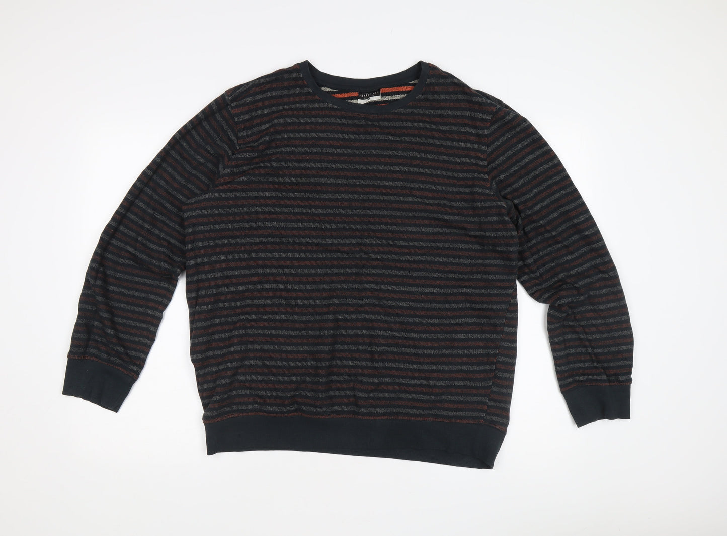 Alphar One Men's Black XL Striped Pullover Sweatshirt