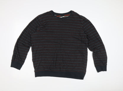 Alphar One Men's Black XL Striped Pullover Sweatshirt