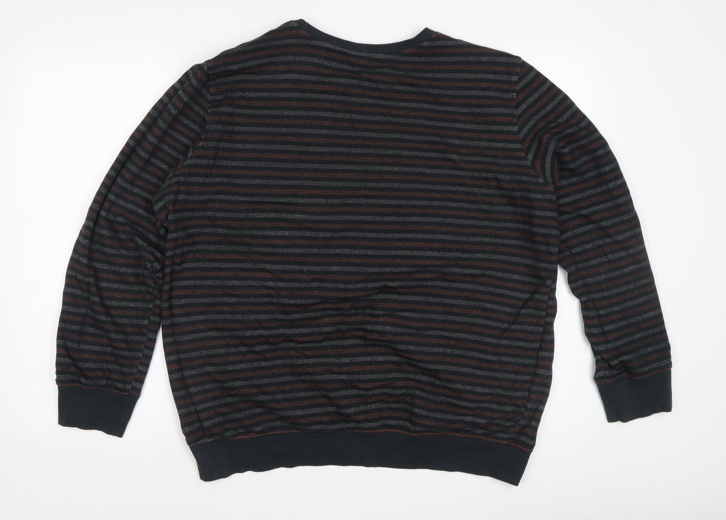 Alphar One Men's Black XL Striped Pullover Sweatshirt