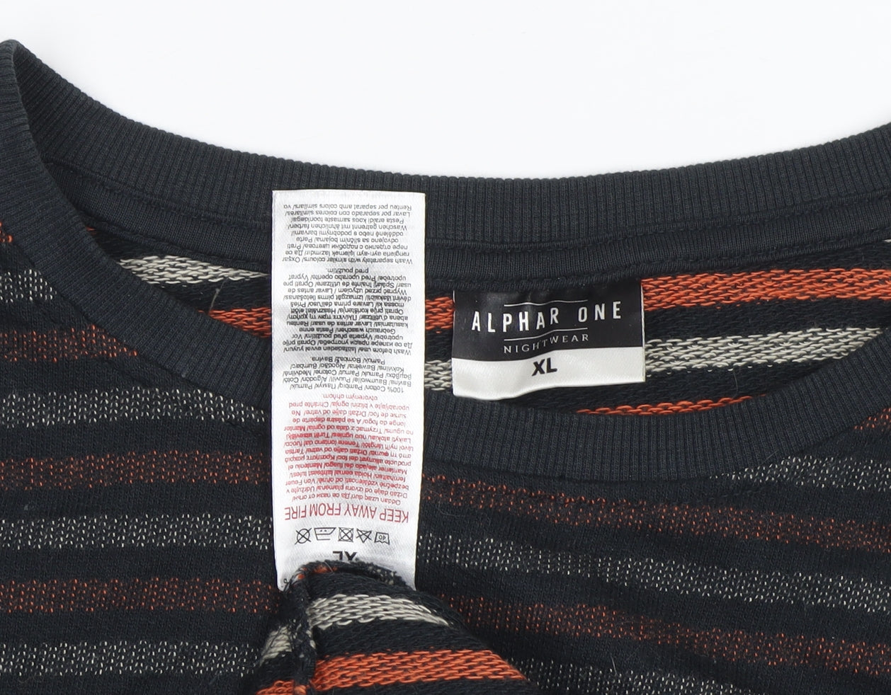 Alphar One Men's Black XL Striped Pullover Sweatshirt