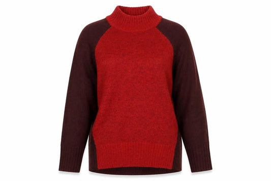 Front view of M&Co Women's Red jumper, size 22, Mock Neck