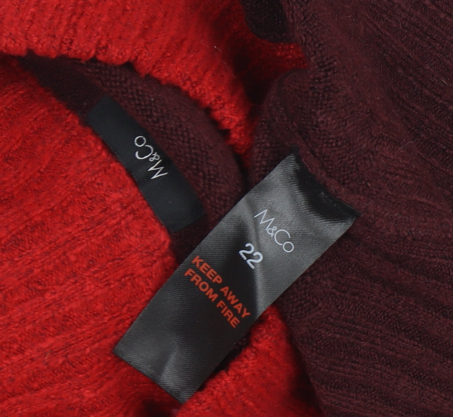 Womens UK Size 22 M&Co Red Pullover Jumper