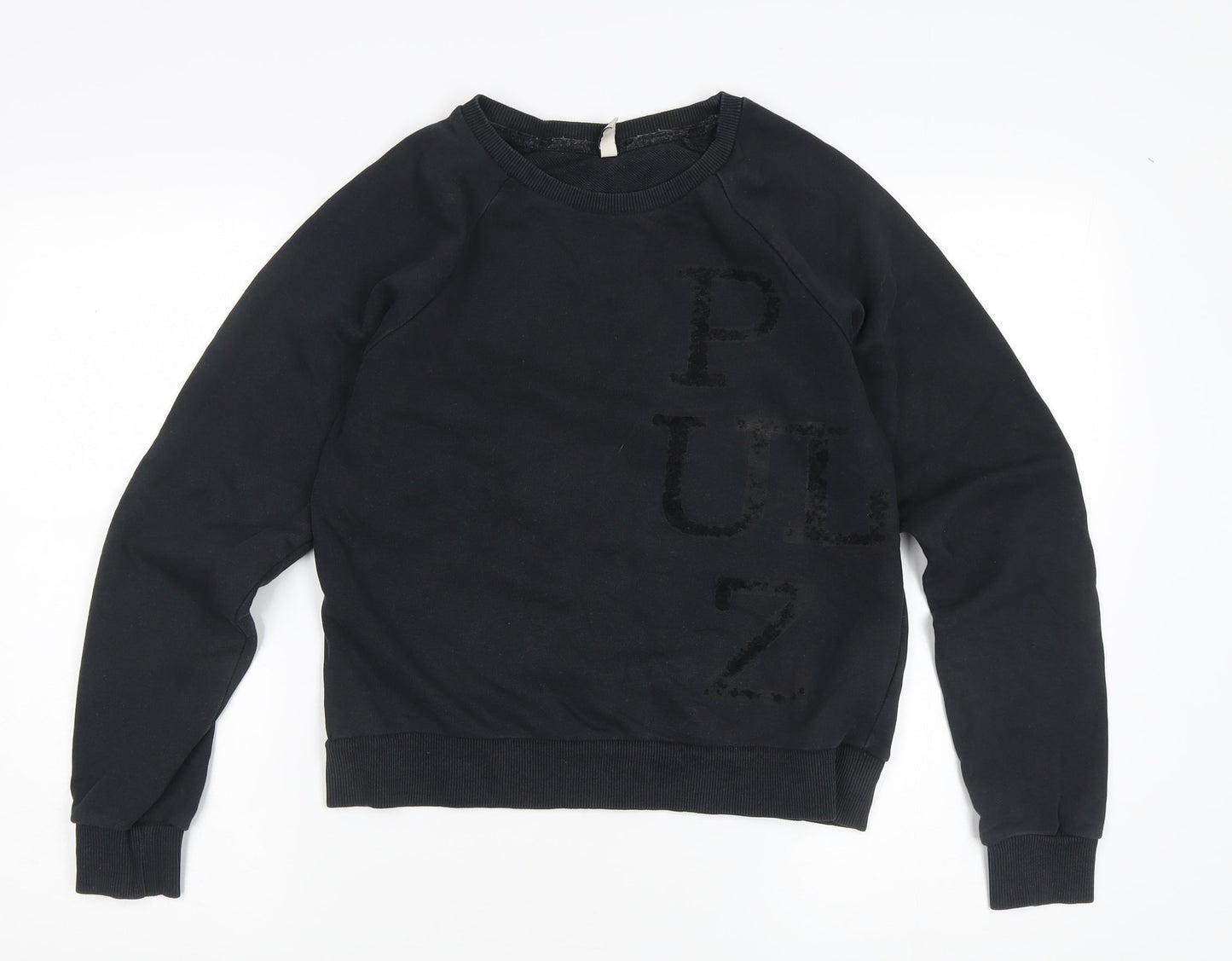 Womens UK Size XS Pulz Jeans Black Pullover Sweatshirt