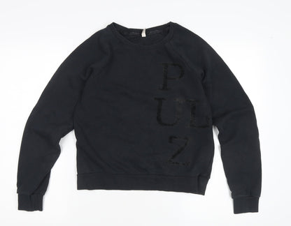 Womens UK Size XS Pulz Jeans Black Pullover Sweatshirt