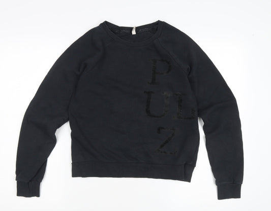 Womens UK Size XS Pulz Jeans Black Pullover Sweatshirt