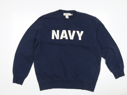 H&M Blue Pullover Logo Sweatshirt, Unisex Adult L