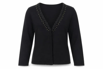Frank Womens Saul's Black Studded Cardigan M