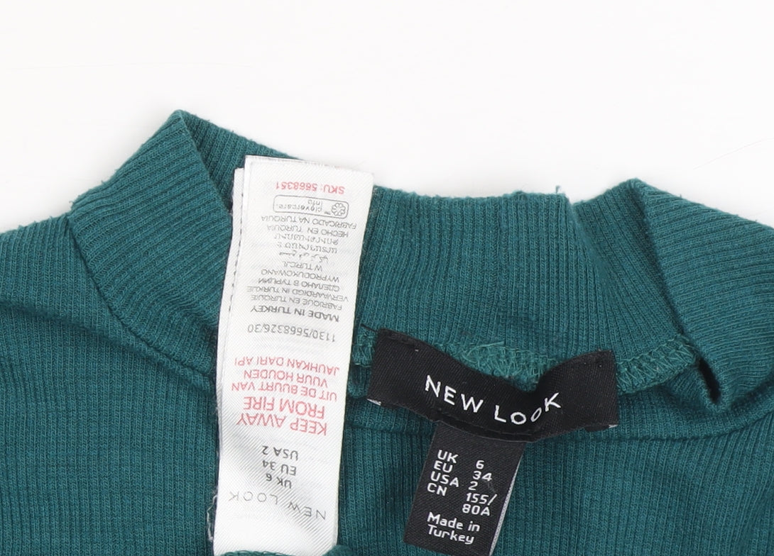 Womens UK Size 6 New Look Green Basic T-Shirt