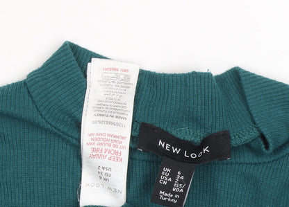 Womens UK Size 6 New Look Green Basic T-Shirt