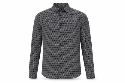 Topman Men's Black Geometric Long Sleeve Shirt Size S