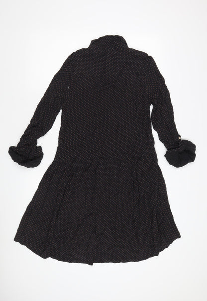 Fat Face Women's Black Shirt Dress, Size 6, Polka Dot