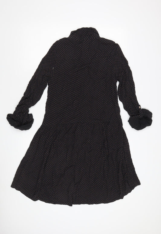 Fat Face Women's Black Shirt Dress, Size 6, Polka Dot