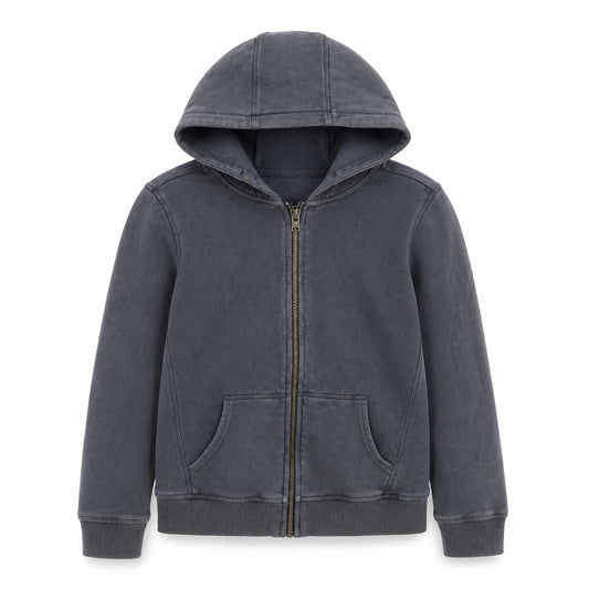 Front view of John Lewis Grey Full Zip Hoodie unisex age 9