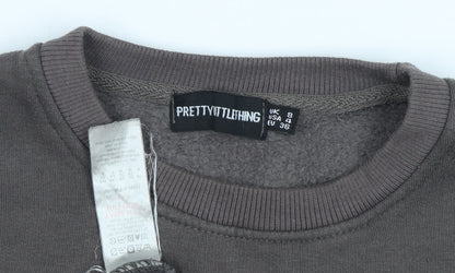 PrettyLittleThing Women's Brown Pullover Sweatshirt Size 8