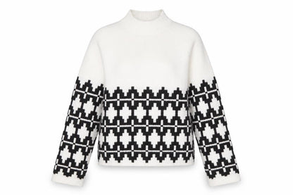 Divided Women's White Geometric Pullover Jumper, S