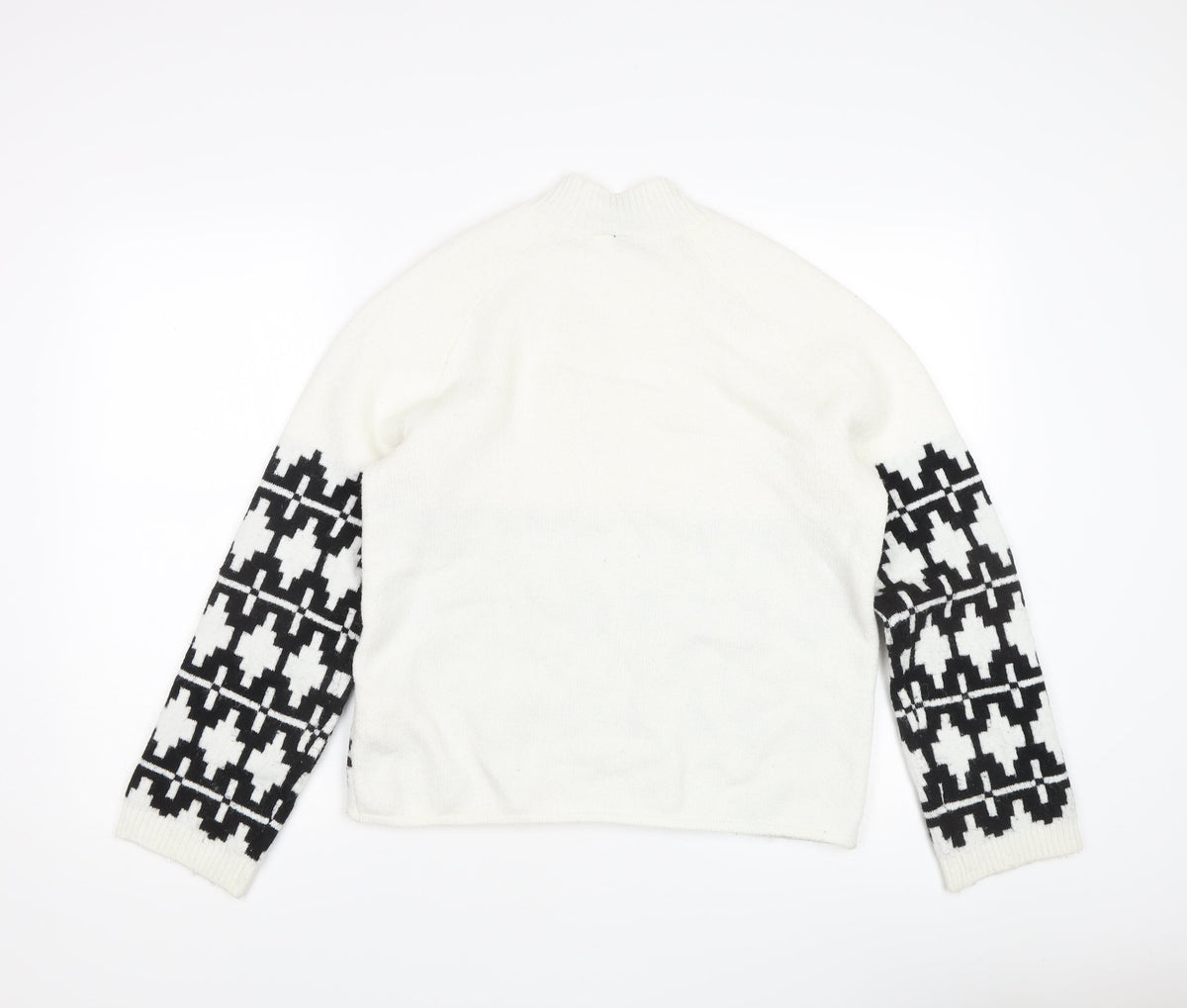 Divided Women's White Geometric Pullover Jumper, S