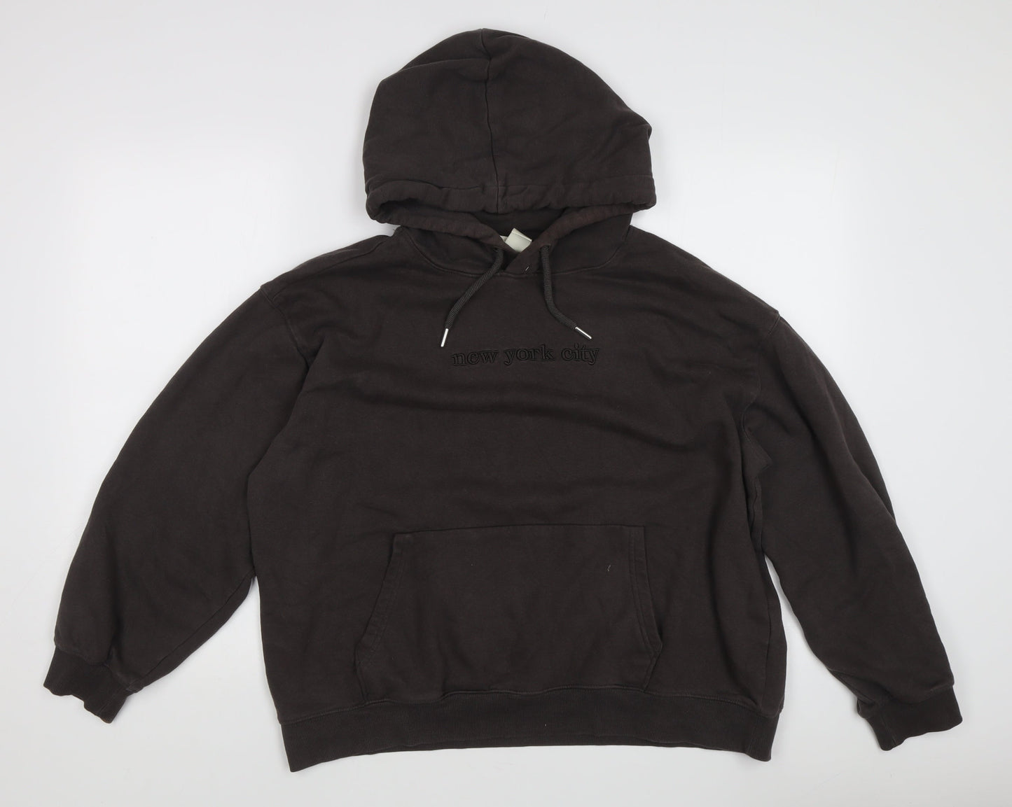 H&M Black Unisex Pullover Hoodie, Size M, All Seasons